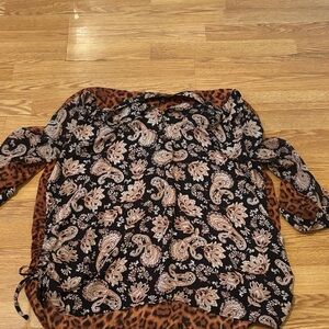 Roz & Ali Black and Brown Paisley Blouse